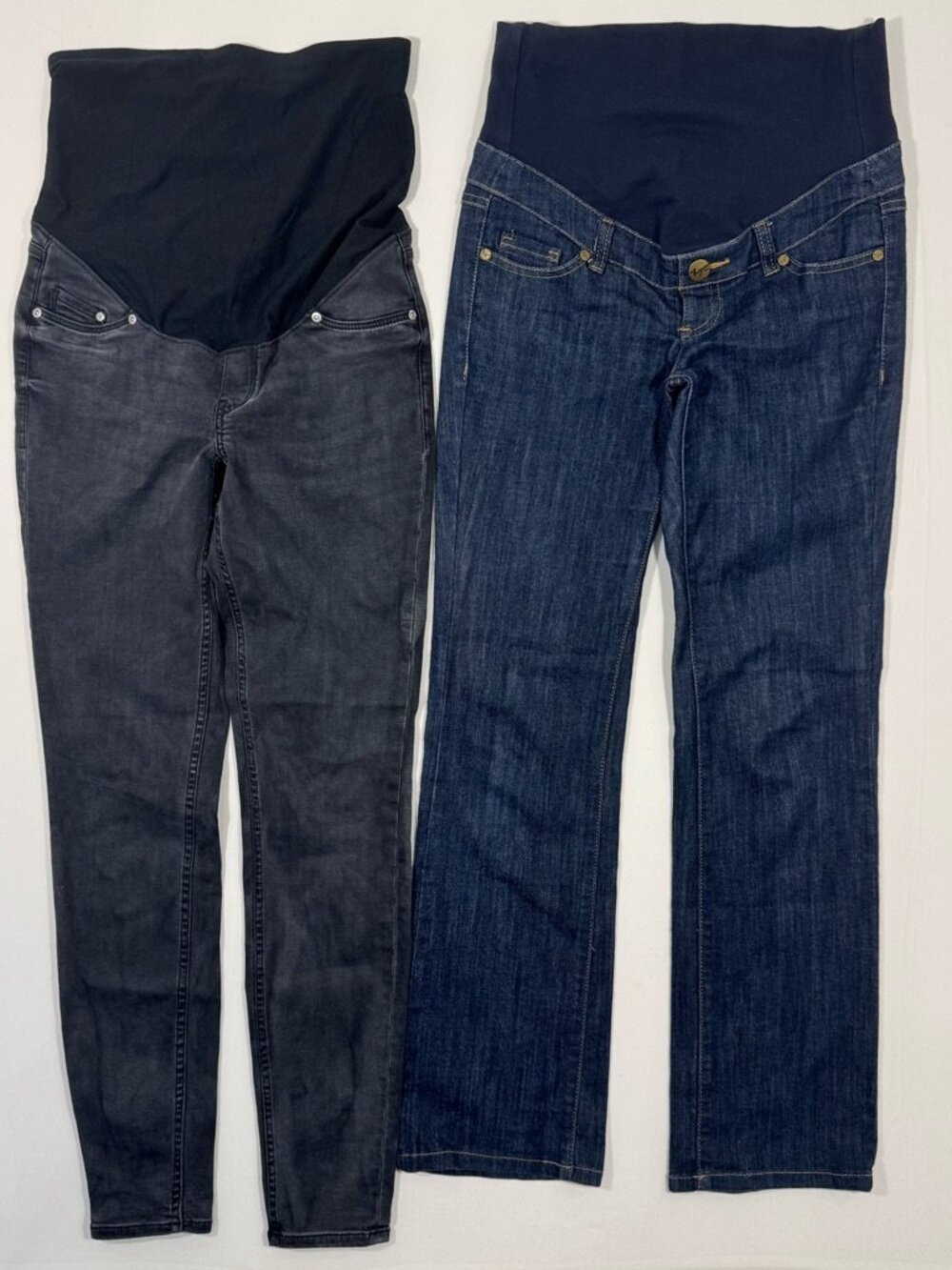 Set of 2 Maternity Jeans Thyme Bootcut & H&M Super Skinny Size S Dark Blue Denim